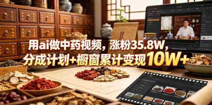 用ai做中药视频,涨粉35.8W,分成计划+橱窗累计变现10W+-OG资源站