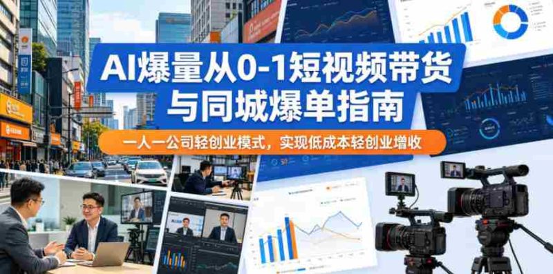 AI爆量从0-1短视频带货与同城爆单指南，一人一公司轻创业模式，实现低成本轻创业增收-OG资源站