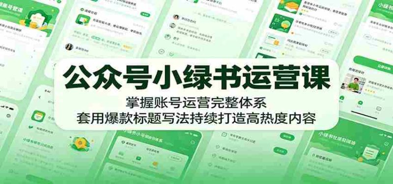 公众号小绿书运营课:掌握账号运营完整体系,套用爆款标题写法持续打造高热度内容-OG资源站
