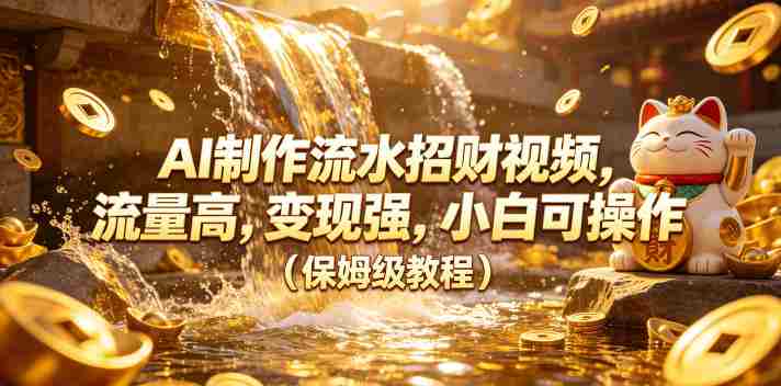AI制作流水招财视频,流量高,变现强,小白可操作(保姆级教程)-OG资源站