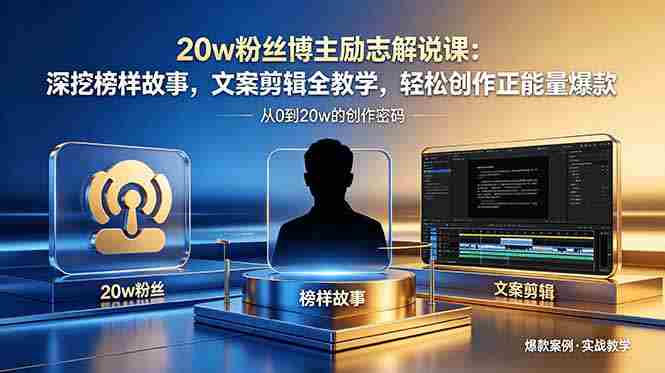 (18648期)20w粉丝博主励志解说课:深挖榜样故事,文案剪辑全教学,轻松创作正能量爆款-OG资源站
