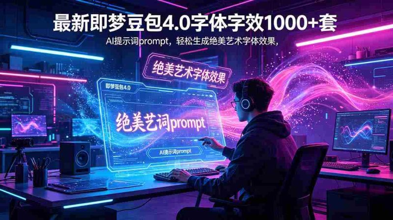 （18650期）最新即梦豆包4.0字体字效1000+套，AI提示词prompt，轻松生成绝美艺术字体效果-OG资源站