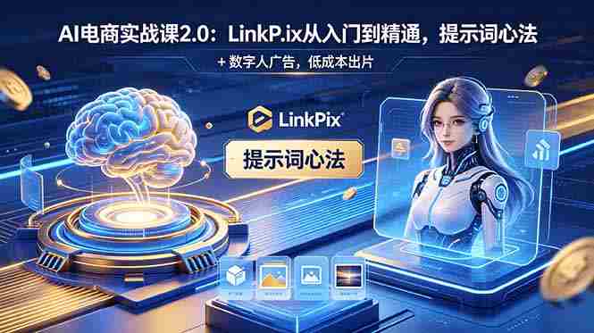 (18655期)AI 电商实战课2.0|LinkPix 从入门到精通,提示词心法 + 数字人广告,低成本出片-OG资源站