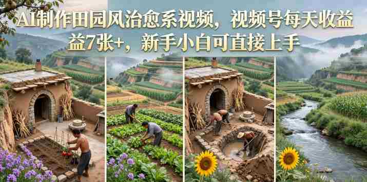 AI制作田园风治愈系视频,视频号每天收益7张+,新手小白可直接上手-OG资源站