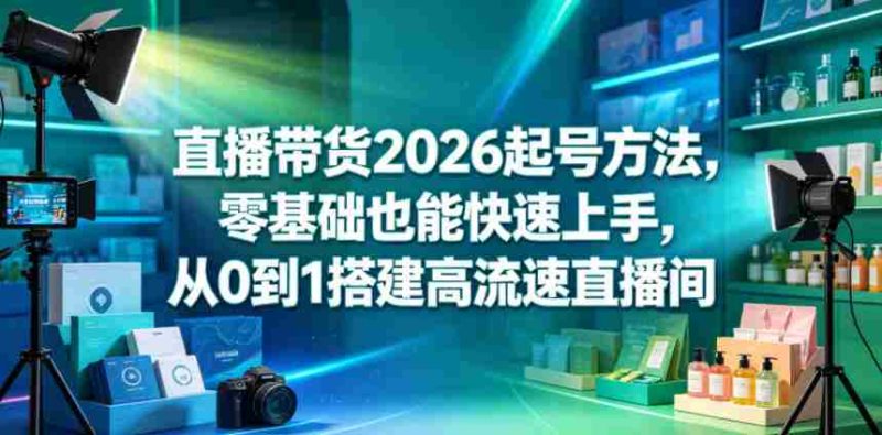 直播带货2026起号方法,零基础也能快速上手,从0到1搭建高流速直播间-OG资源站