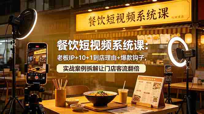 (18712期)餐饮短视频系统课:老板IP+10+1到店理由+爆款钩子,实战案例拆解让门店客流翻倍-OG资源站