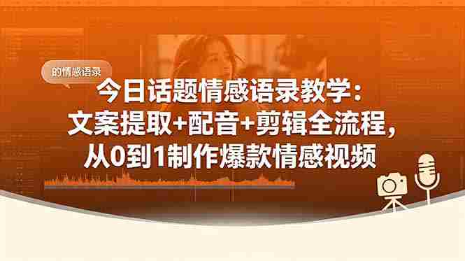 (18719期)今日话题情感语录教学:文案提取+配音+剪辑全流程,从0到1制作爆款情感视频-OG资源站