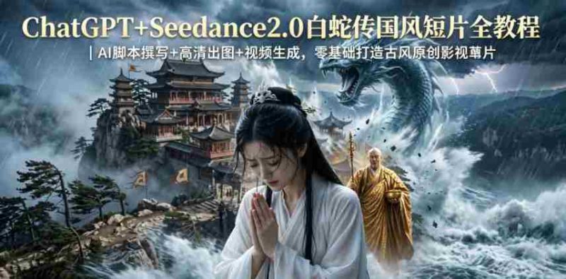 ChatGPT+Seedance2.0白蛇传国风短片全教程|AI脚本撰写+高清出图+视频生成,零基础打造古风原创影视短片-OG资源站