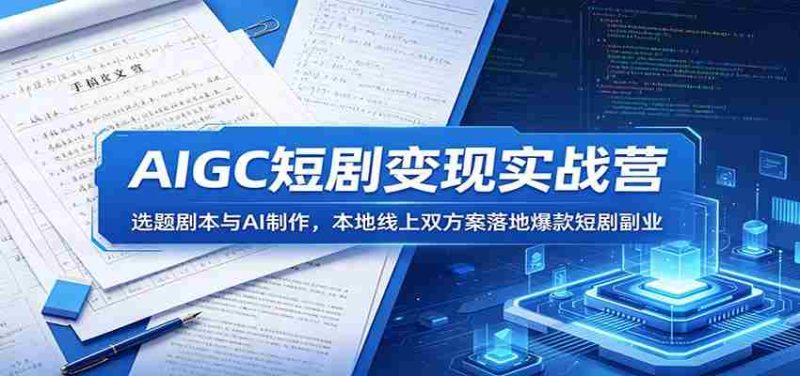 AIGC短剧变现实战营：选题剧本与AI制作，本地线上双方案落地爆款短剧副业-OG资源站
