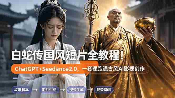 (18737期)白蛇传-国风短片全教程!ChatGPT+Seedance2.0,一套课跑通古风AI影视创作-OG资源站