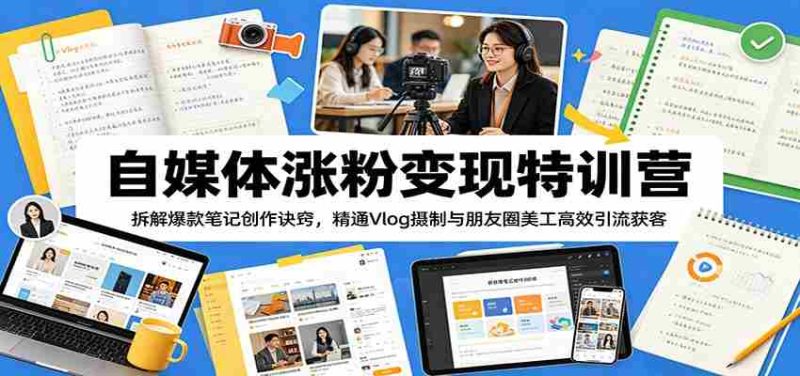自媒体涨粉变现特训营:拆解爆款笔记创作诀窍,精通Vlog摄制与朋友圈美工高效引流获客-OG资源站