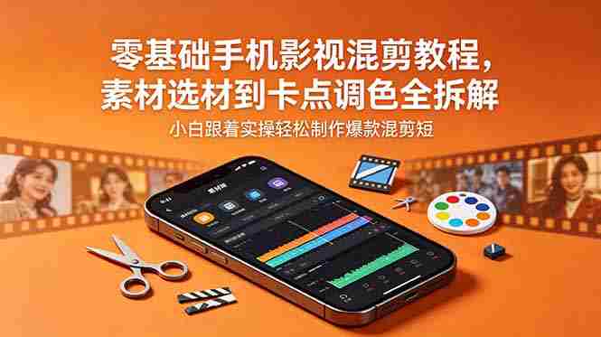 (18750期)零基础手机影视混剪教程,素材选材到卡点调色全拆解,小白跟着实操轻松制作爆款混剪短片-OG资源站