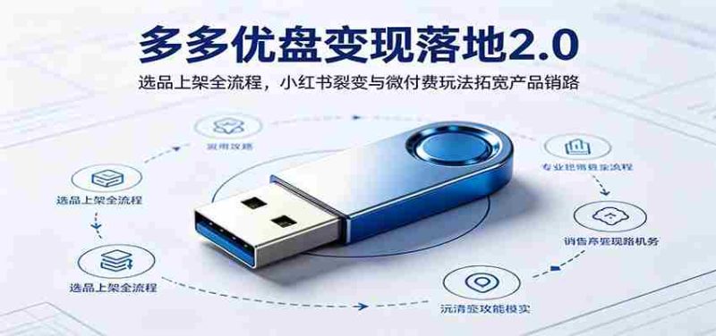 多多优盘变现落地2.0:选品上架全流程,小红书裂变与微付费玩法拓宽产品销路-OG资源站