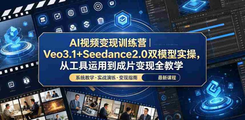 AI视频变现训练营|Veo3.1+Seedance2.0双模型实操,从工具运用到成片变现全教学-OG资源站