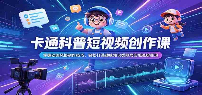 卡通科普短视频创作课:掌握动画风格制作技巧,轻松打造趣味知识类账号实现涨粉变现-OG资源站
