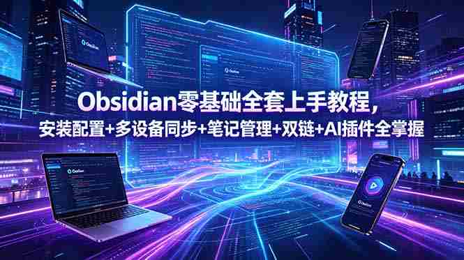 （18797期）Obsidian零基础全套上手教程，安装配置+多设备同步+笔记管理+双链+AI插件全掌握-OG资源站