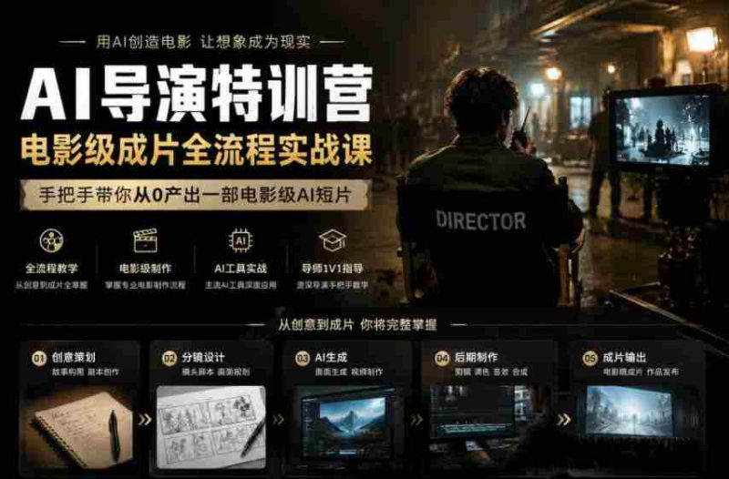 AI导演特训营，电影级成片全流程实战课，手把手带你从0产出一部电影级AI短片-OG资源站