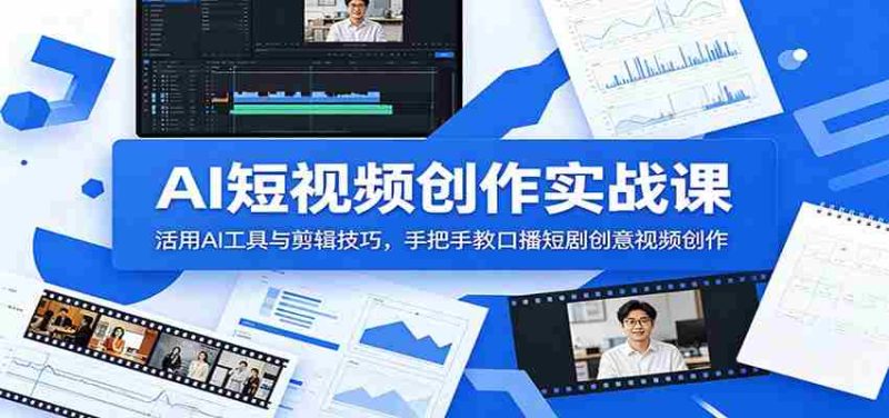 AI短视频创作实战课:活用AI工具与剪辑技巧,手把手教口播短剧创意视频创作-OG资源站
