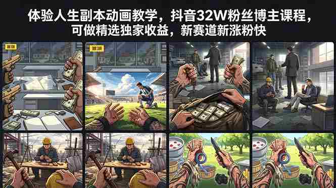 (18826期)体验人生副本动画教学, 抖音32W粉丝博主课程,可做精选独家收益,新赛道新涨粉快-OG资源站