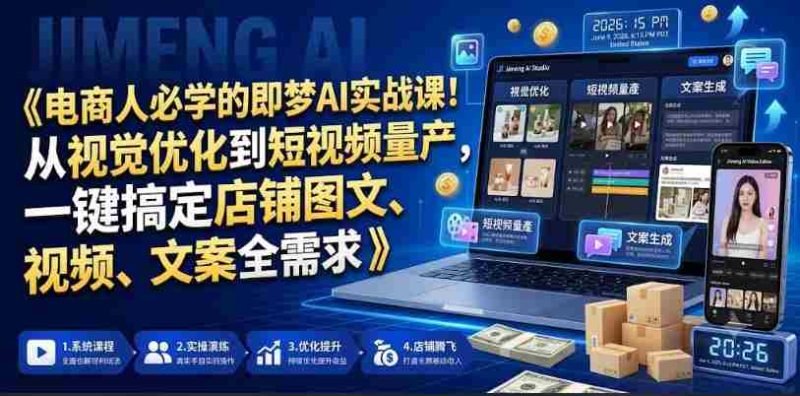 电商人必学的即梦AI实战课！从视觉优化到短视频量产，一键搞定店铺图文、视频、文案全需求-OG资源站