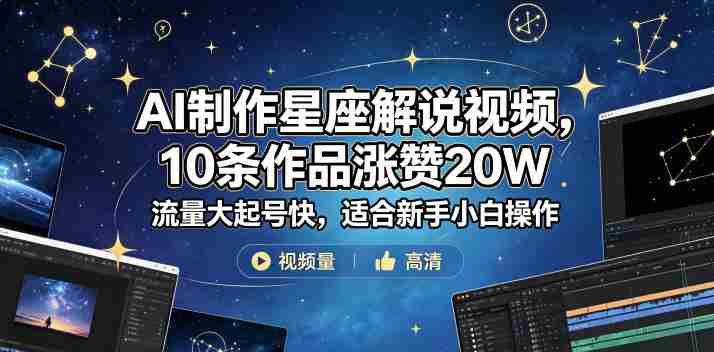 AI制作星座解说视频，10条作品涨赞20W，流量大起号快，适合新手小白操作-OG资源站