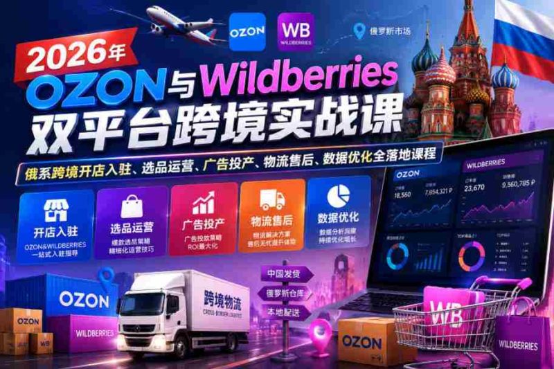 2026年OZON与Wildberries双平台跨境实战课，俄系跨境开店入驻、选品运营、广告投产、物流售后、数据优化全落地课程-OG资源站