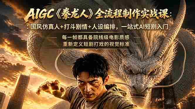 （18849期）AIGC《豢龙人》全流程制作实战课：国风仿真人+打斗剧情+人设编排，一站式AI短剧入门-OG资源站