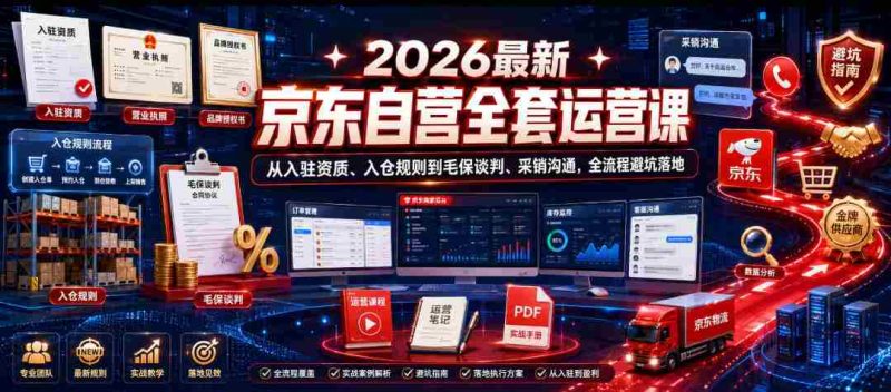 2026最新京东自营全套运营课，从入驻资质、入仓规则到毛保谈判、采销沟通，全流程避坑落地-OG资源站