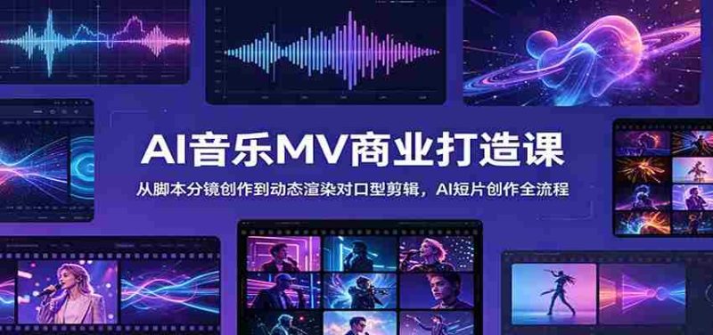AI音乐MV商业打造课：从脚本分镜创作到动态渲染对口型剪辑，AI短片创作全流程-OG资源站