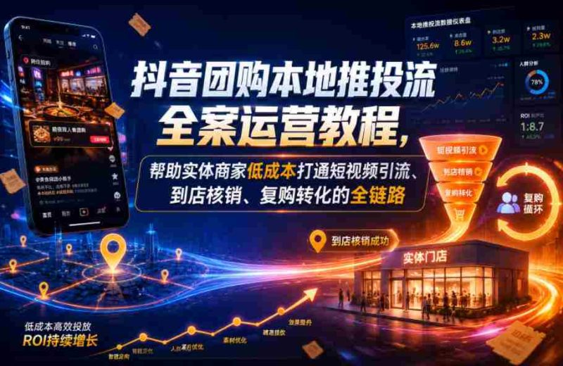 抖音团购本地推投流全案运营教程，帮助实体商家低成本打通短视频引流、到店核销、复购转化的全链路-OG资源站