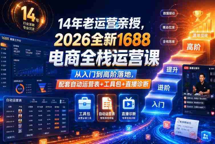 14年老运营亲授，2026全新1688电商全栈运营课，从入门到高阶落地，配套自动运营表+工具包+直播诊断等-OG资源站