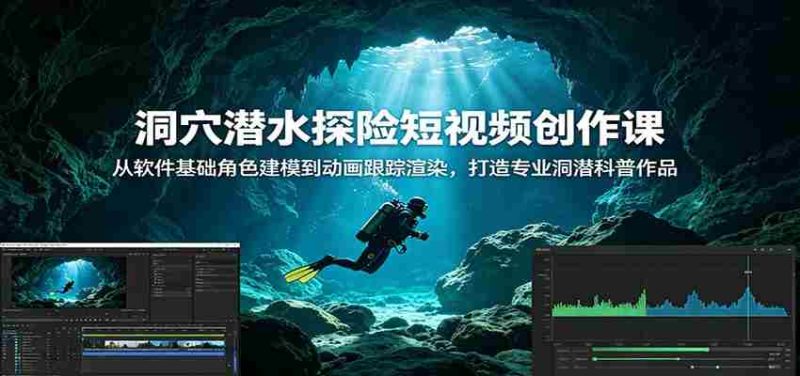 洞穴潜水探险短视频创作课：从软件基础角色建模到动画跟踪渲染，打造专业洞潜科普作品-OG资源站
