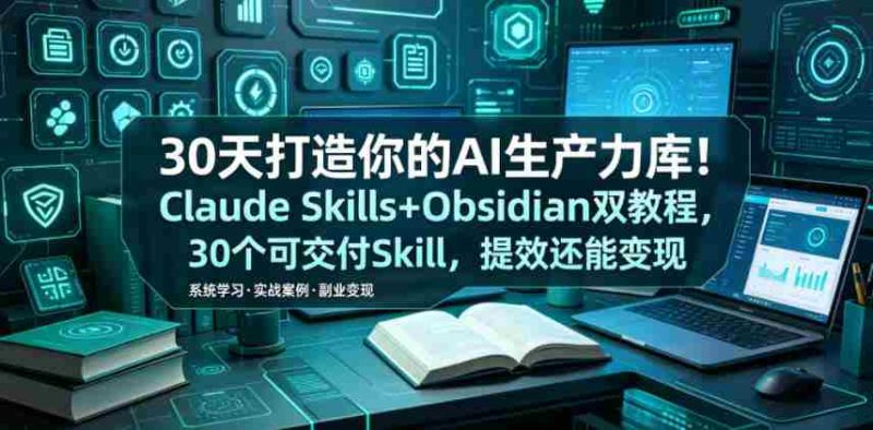 30天打造你的AI生产力库！Claude Skills+Obsidian 双教程，30 个可交付 Skill，提效还能变现-OG资源站