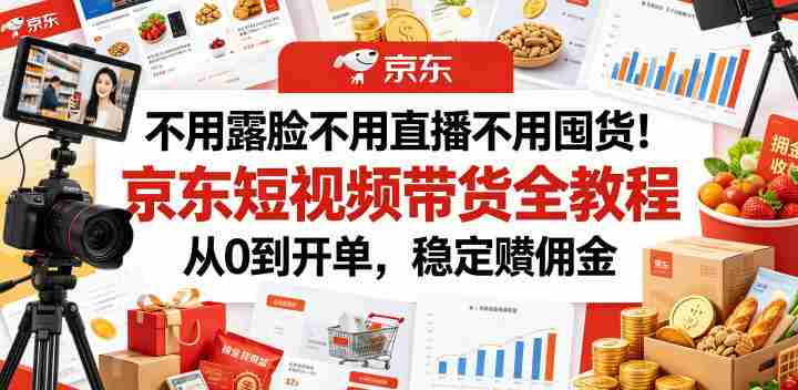 不用露脸不用直播不用囤货!京东短视频带货全教程,从0到开单,稳定賺佣金-OG资源站