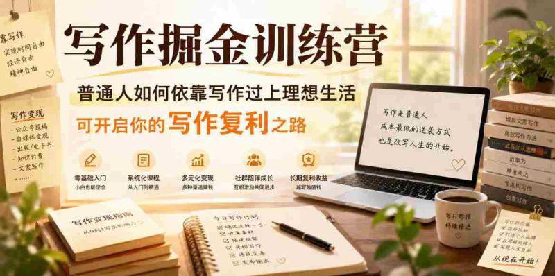 写作掘金训练营，普通人如何依靠写作过上理想生活，可开启你的写作复利之路（更新6月）-OG资源站