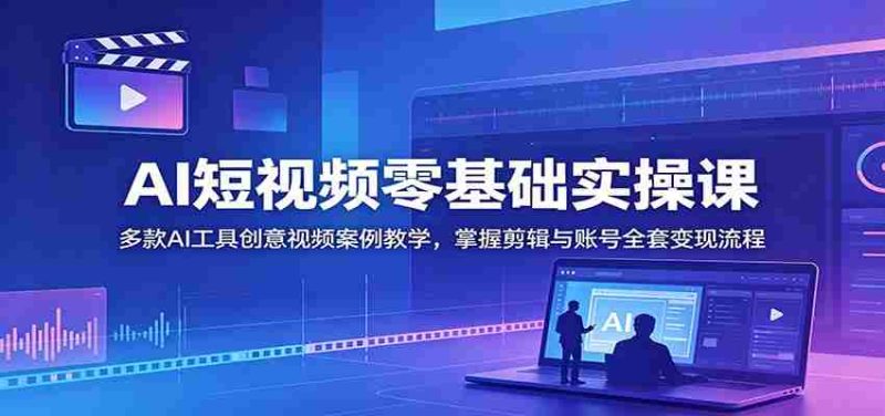 AI短视频零基础实操课:多款AI工具创意视频案例教学,掌握剪辑与账号全套变现流程-OG资源站