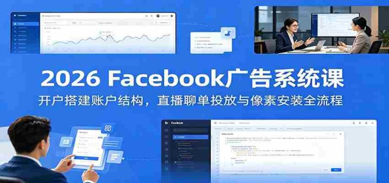 2026 Facebook广告系统课：开户搭建账户结构，直播聊单投放与像素安装全流程-OG资源站