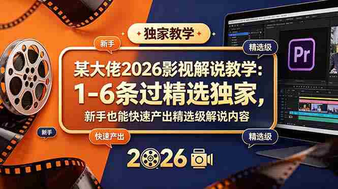 (18946期)某大佬2026影视解说教学:1-6条过精选独家,新手也能快速产出精选级解说内容-OG资源站