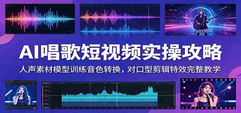 AI唱歌短视频实操攻略:人声素材模型训练音色转换,对口型剪辑特效完整教学-OG资源站