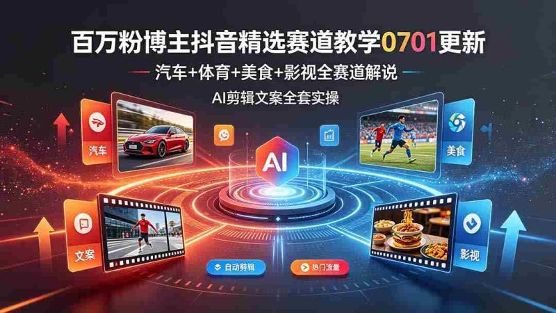 （19144期）百万粉博主抖音精选赛道教学-0701更新，汽车+体育+美食+影视全赛道解说，AI剪辑文案全套实操-OG资源站