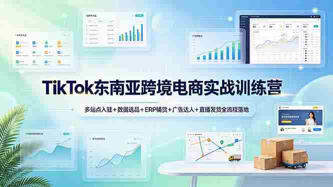 （19155期）TikTok东南亚跨境电商实战训练营：多站点入驻+数据选品+ERP铺货+广告达人+直播发货全流程落地-OG资源站