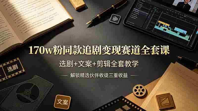 （19168期）170w粉博主同款追剧变现赛道全套课-更新，选剧+文案+剪辑全套教学，解锁精选伙伴收徒三重收益-OG资源站