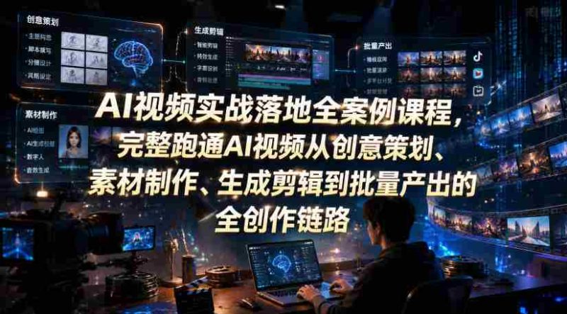 AI视频实战落地全案例课程，完整跑通AI视频从创意策划、素材制作、生成剪辑到批量产出的全创作链路-OG资源站
