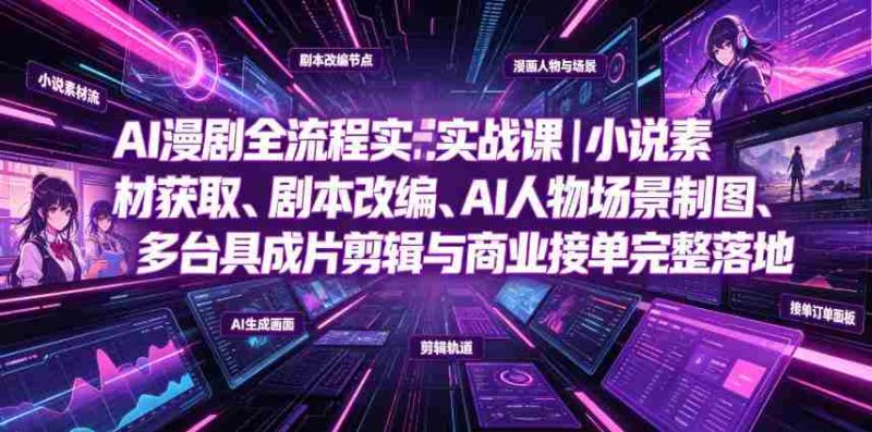 AI漫剧全流程实战课｜小说素材获取、剧本改编、AI人物场景制图、多工具成片剪辑、平台付费变现与商业接单完整落地-OG资源站