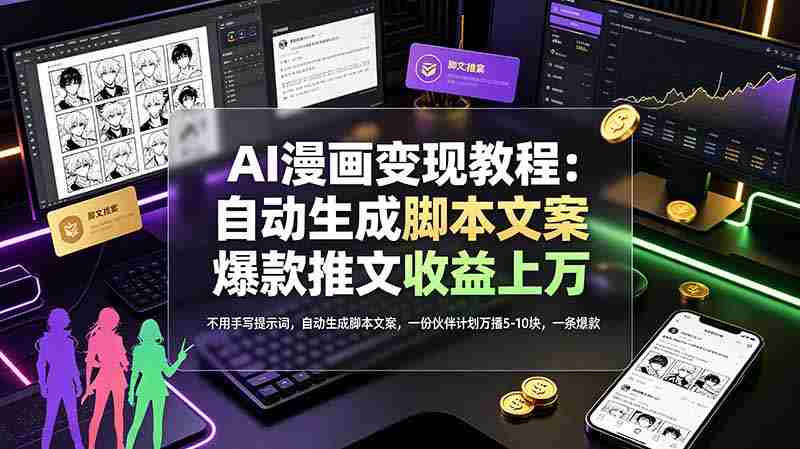 （19170期）AI漫画变现教程：不用手写提示词，自动生成脚本文案，一份伙伴计划万播5-10块，一条爆款推文收益上万-OG资源站