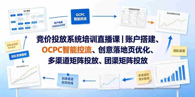 竞价投放系统培训直播课｜账户搭建、OCPC智能控流、创意落地页优化、多渠道矩阵投放、团队管理与副业变现全阶实战-OG资源站
