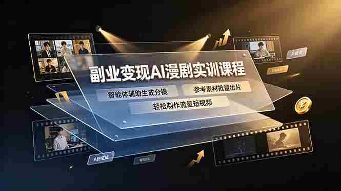 （19187期）副业变现AI漫剧实训课程，智能体辅助生成分镜，参考素材批量出片，轻松制作流量短视频-OG资源站