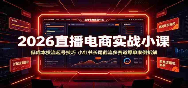 2026直播电商实战小课：低成本投流起号技巧，小红书长尾截流多赛道爆单案例拆解-OG资源站