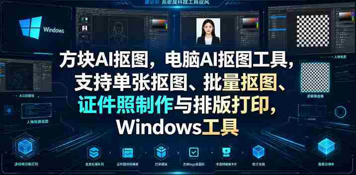 方块AI抠图，电脑AI抠图工具，支持单张抠图、批量抠图、证件照制作与排版打印，Windows工具-OG资源站
