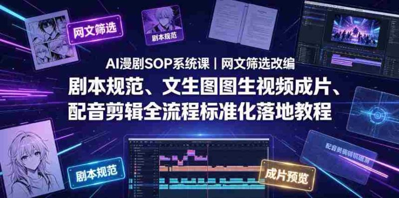AI漫剧SOP系统课｜网文筛选改编、剧本规范、文生图图生视频成片、配音剪辑全流程标准化落地教程-OG资源站